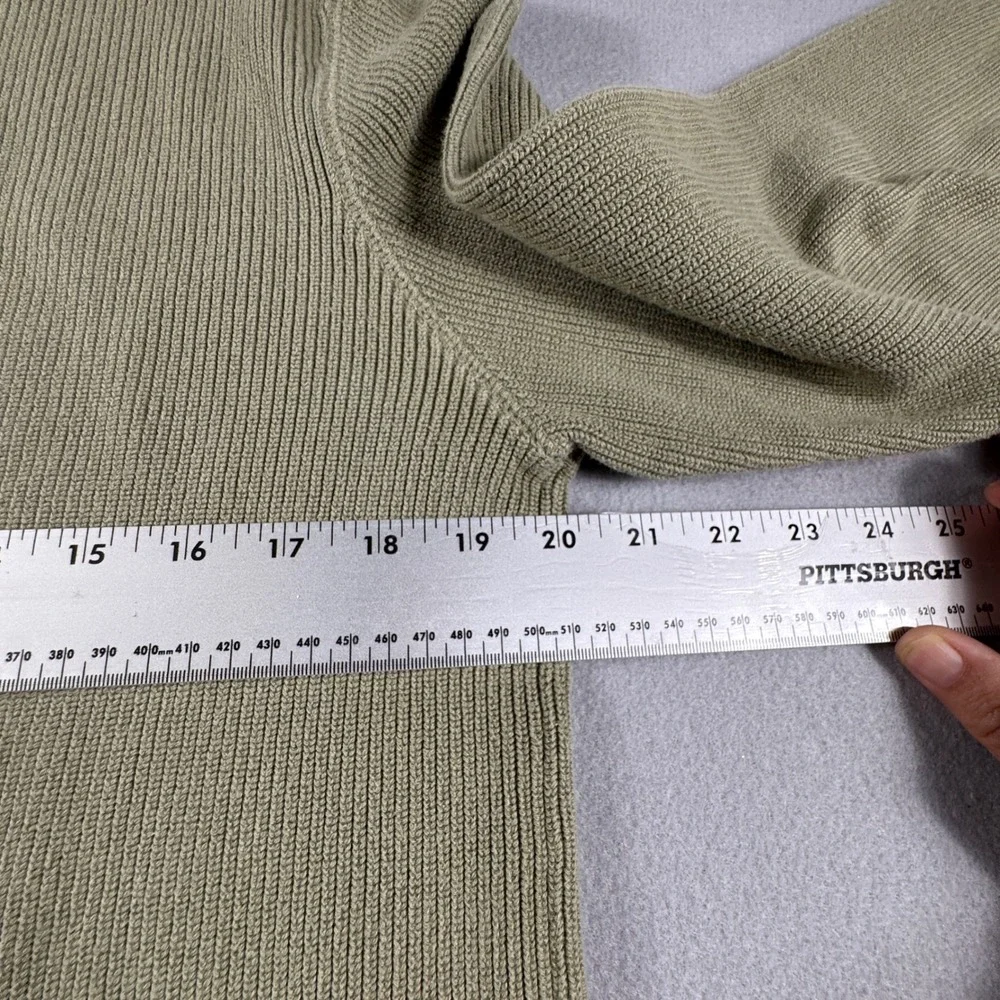 VTG 90s Eddie Bauer Mens M Ribbed  Crewneck Cotton Sweater Olive Green Hong Kong